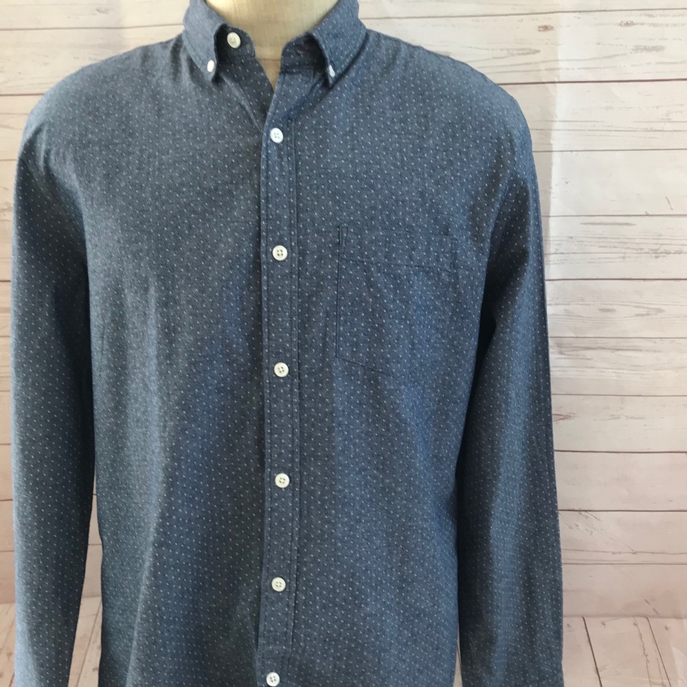 Express Mens L Blue Casual Button Down Shirt